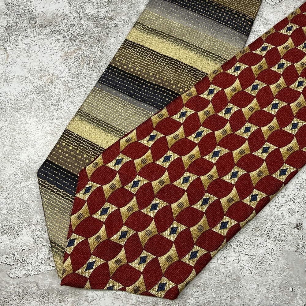 Today's Man Silk Tie Mens One Size Red Geometric Pointed Made In‎ Italy Necktie